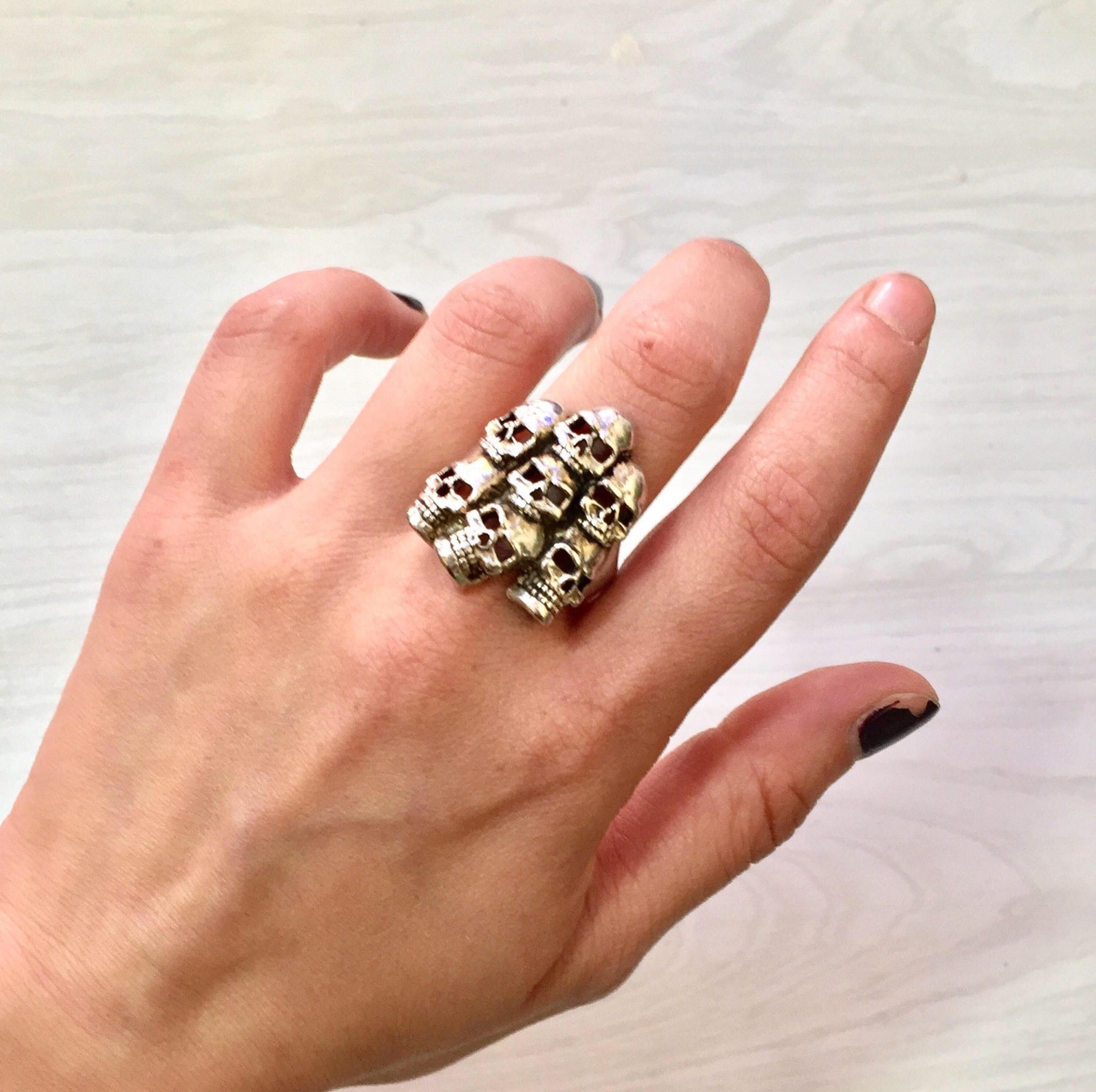 Vintage Skull Biker Ring | Sterling Silver Biker Ring | Skull Ring | Vintage Jewelry | Biker Ring | Statement Ring | Men's Jewelry | Gift