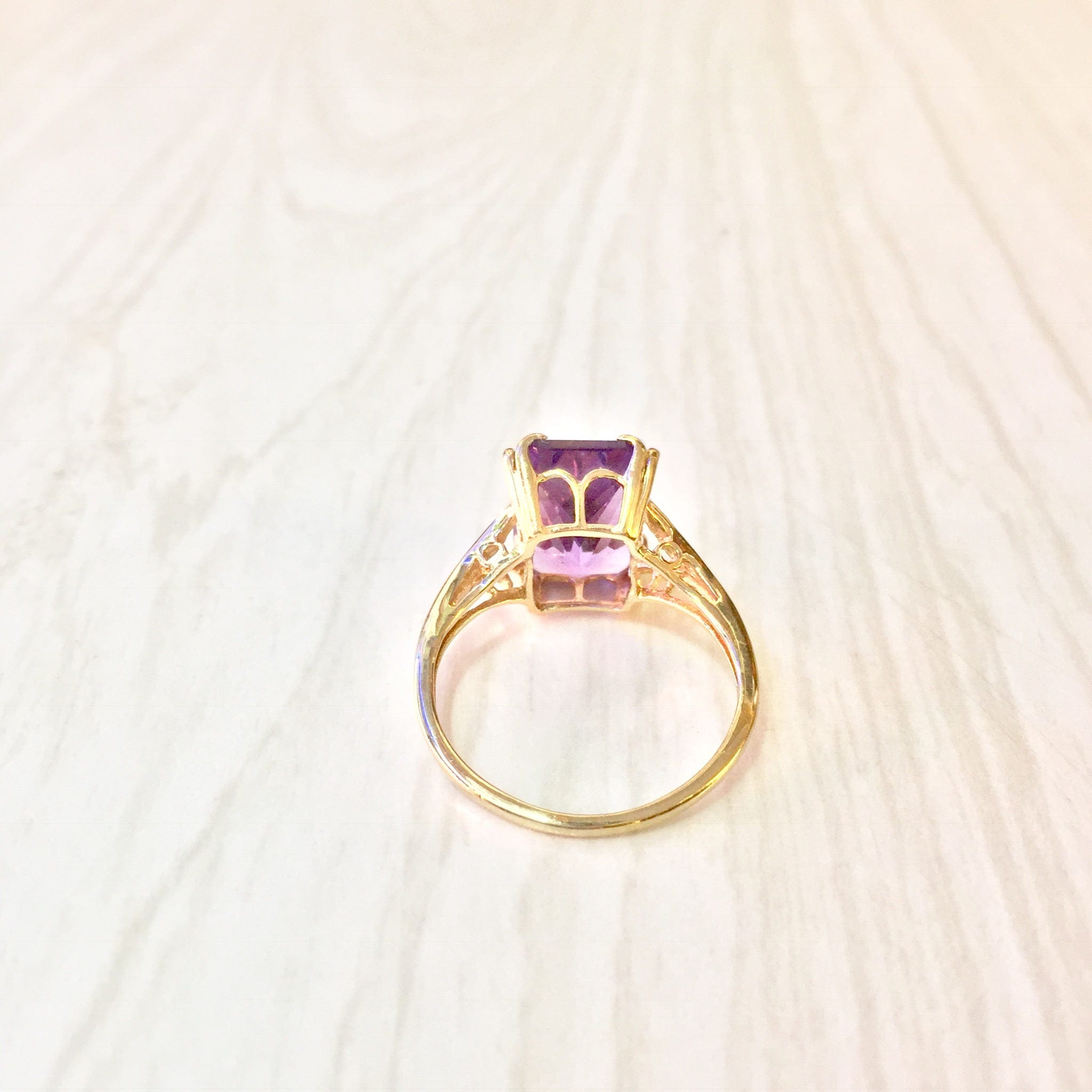 14 Karat Gold Amethyst Ring | Amethyst Jewelry | Gold | 14K | Emerald Cut Amethyst | Engagement Ring | Statement Ring | Precious Stones |