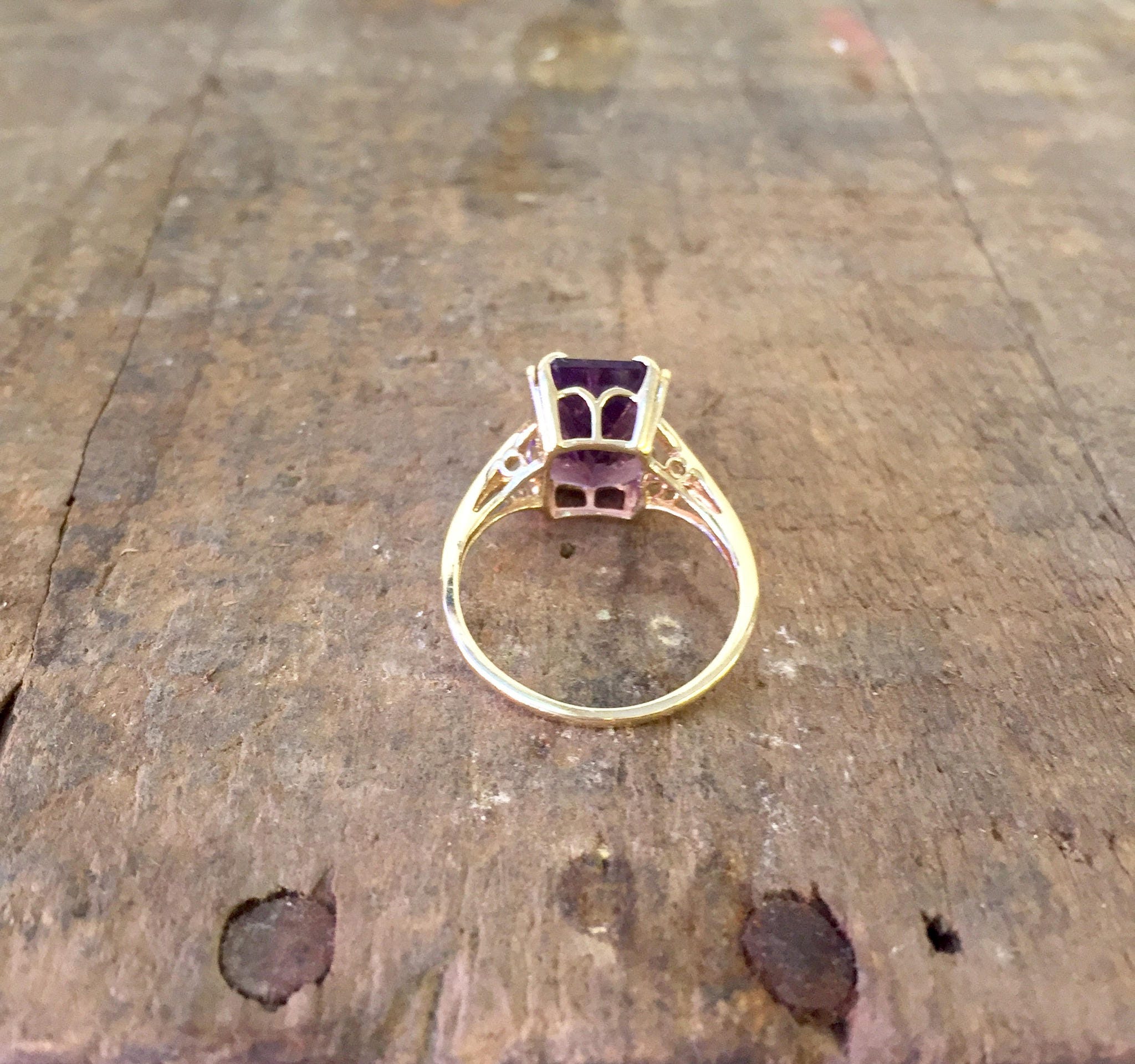 14 Karat Gold Amethyst Ring | Amethyst Jewelry | Gold | 14K | Emerald Cut Amethyst | Engagement Ring | Statement Ring | Precious Stones |