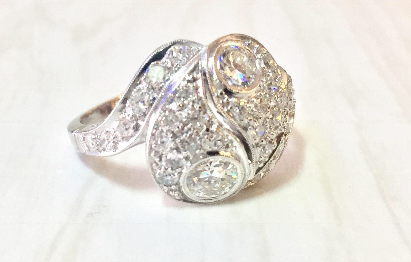 Platinum and Diamond Art Deco Engagement Ring | Vintage Engagement | Diamond Ring | Platinum Jewelry | Art Deco Ring | estate jewelry |Gift