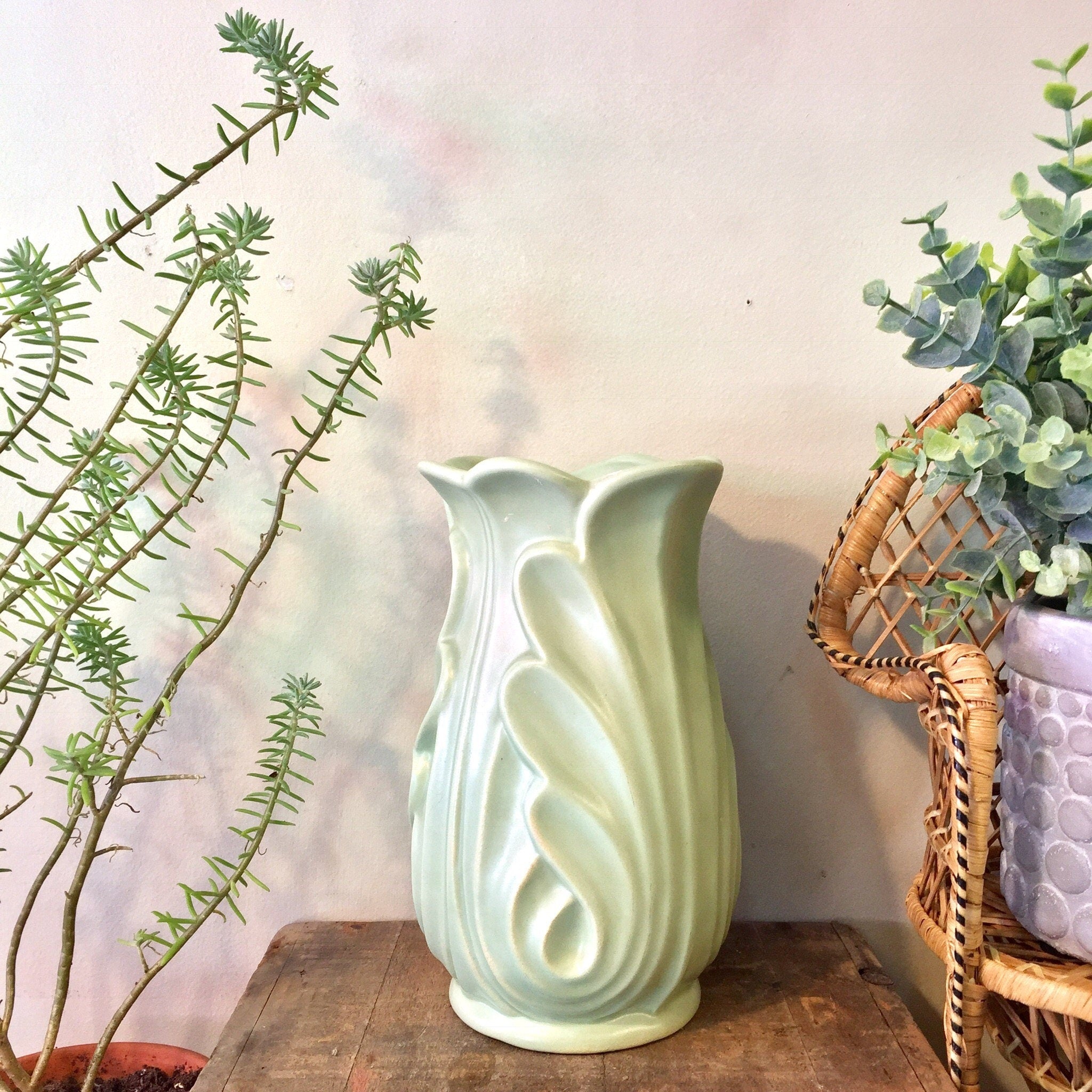 Vintage Midcentury Royal Haeger Vase | Art Deco Vase | Haeger Pottery | Green Vase | Midcentury Modern Home Decor | Boho Home | Vase