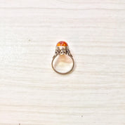 Sterling Silver and Amber Ring with Filagree Setting | Amber Jewelry | Vintage Ring | Statement Ring | Vintage Jewelry | Filagree Jewelry