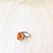 Sterling Silver and Amber Ring with Filagree Setting | Amber Jewelry | Vintage Ring | Statement Ring | Vintage Jewelry | Filagree Jewelry