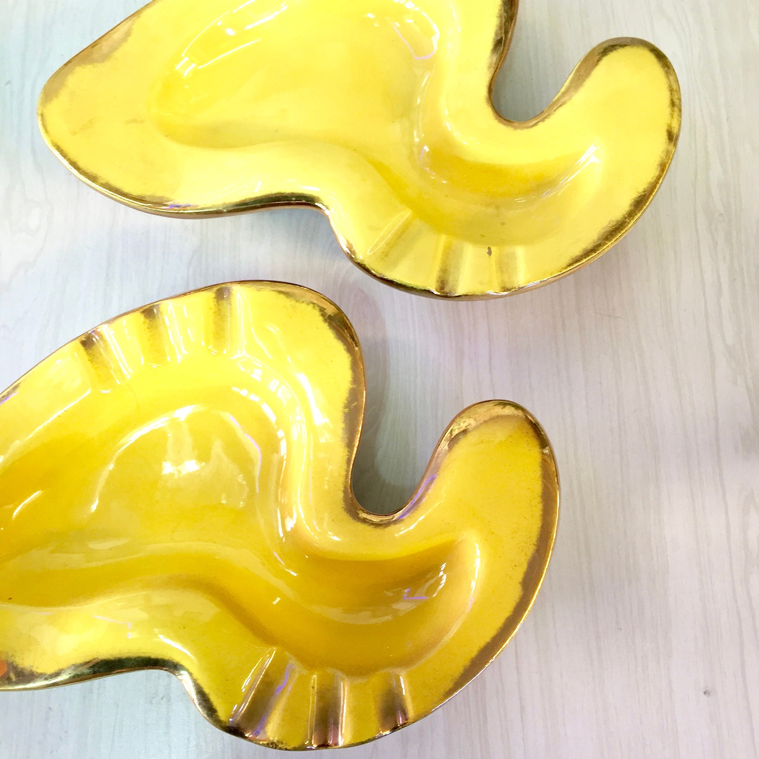 Pair of Midcentury Modern Ash Trays | MCM Ash Tray | Yellow Ashtrays | Midcentury Modern Home Decor | Yellow | Table Ashtray| Catch All Dish