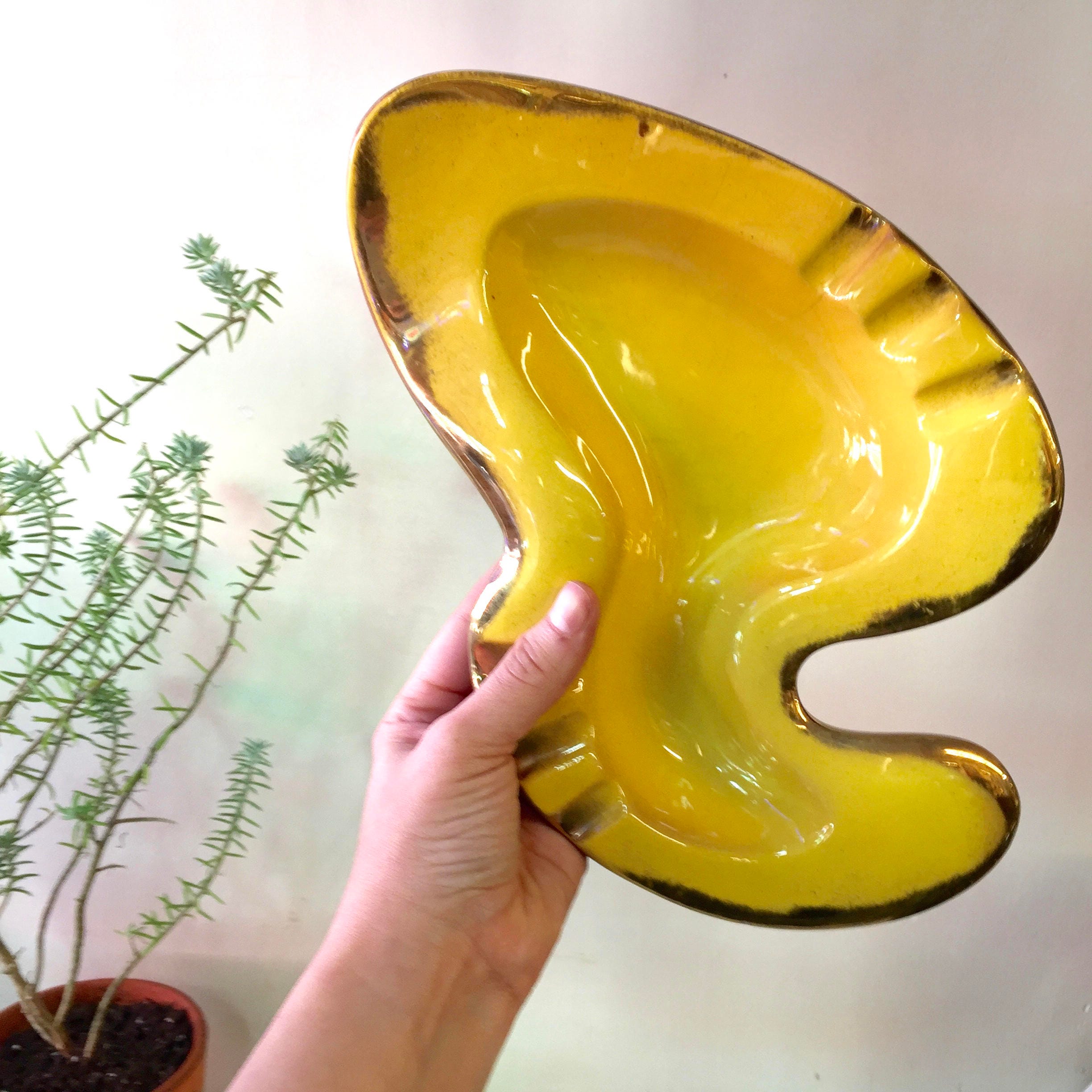 Pair of Midcentury Modern Ash Trays | MCM Ash Tray | Yellow Ashtrays | Midcentury Modern Home Decor | Yellow | Table Ashtray| Catch All Dish