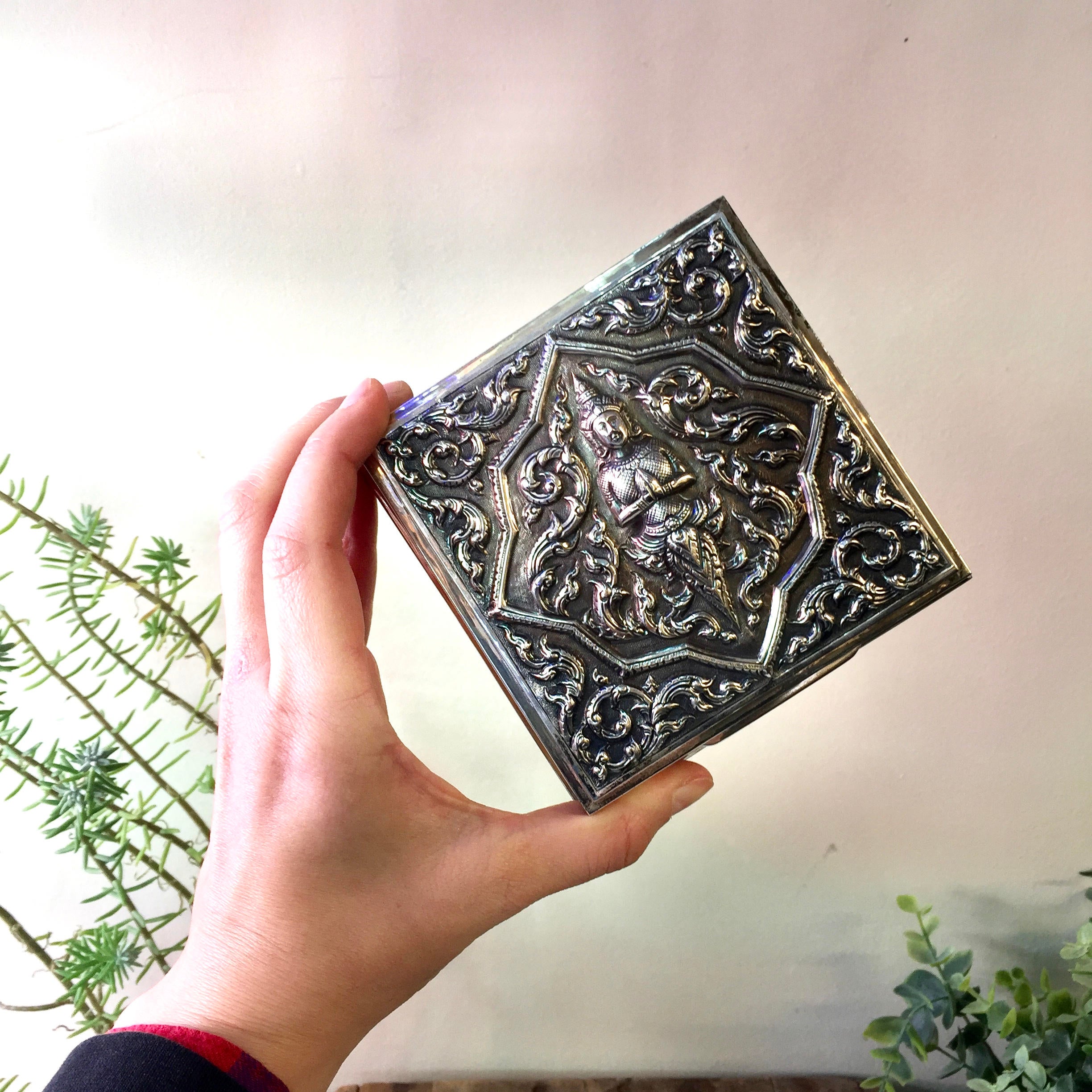 Sterling Silver Jewelry Box | Asian Sterling Silver Box | Trinket Box | Buddha Trinket Box | Thai Goddess Box | Engraved Sterling Silver |