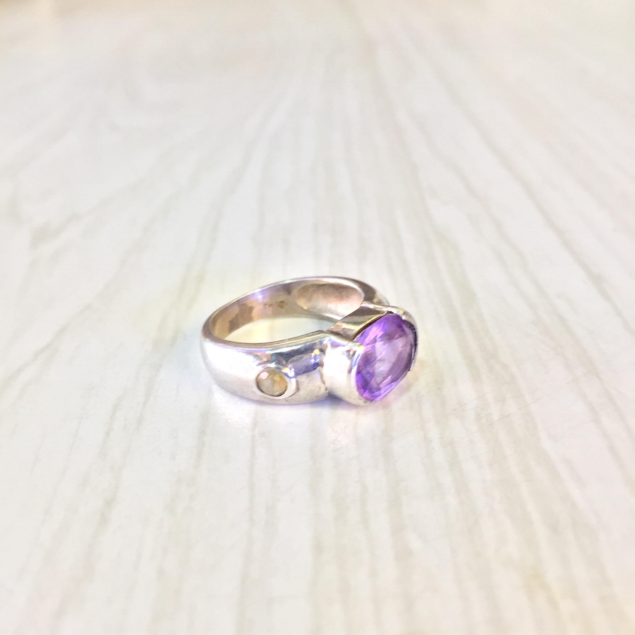 Vintage Sterling Silver and Morganite Ring | Light Pink Gemstone Ring | Citrine Stones | Morganite Jewelry | Holiday Gift Idea |