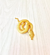 Gold Tone Snake Brooch | Coiled Snake Pin | Vintage Costume Jewelry | Snake Jewelry | Boho Snake Brooch | Gold | Holiday Gift Idea | Gift