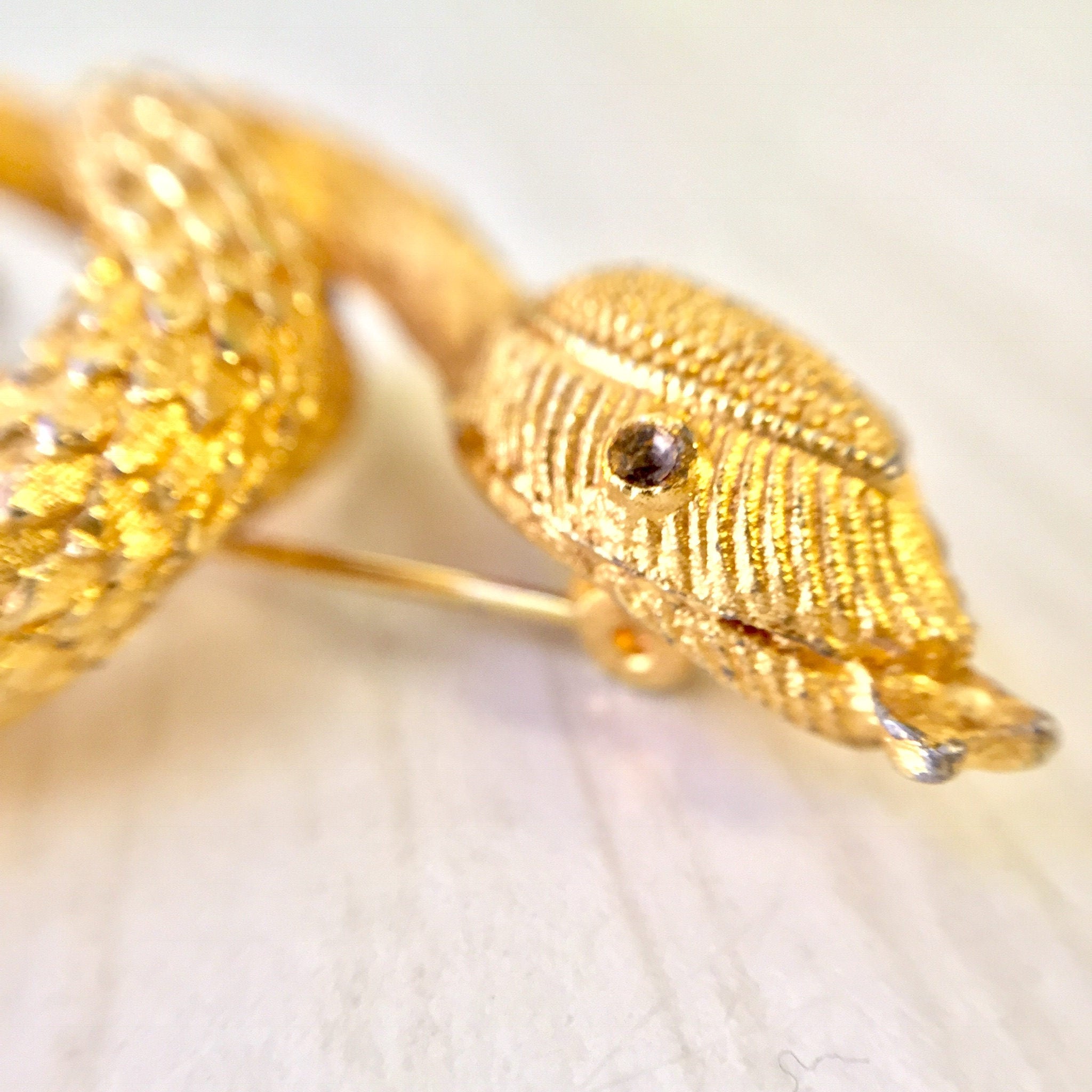 Gold Tone Snake Brooch | Coiled Snake Pin | Vintage Costume Jewelry | Snake Jewelry | Boho Snake Brooch | Gold | Holiday Gift Idea | Gift