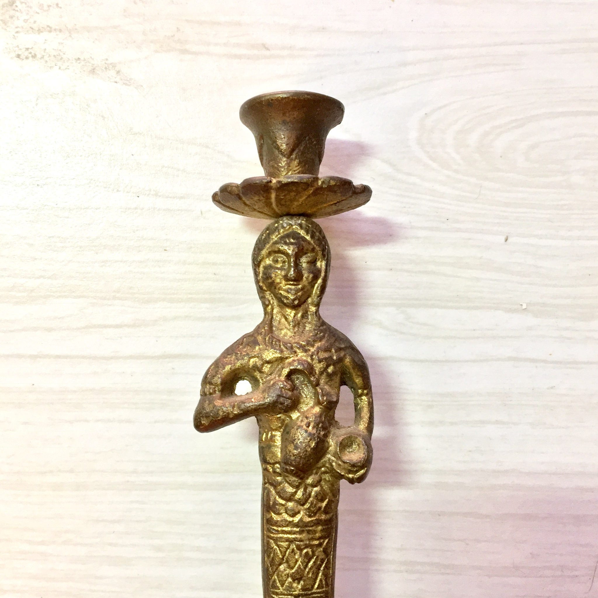 Brass Candlestick Holder | Vintage Brass | Woman Candlestick Holder | Vintage Home Decor | Boho Decor | Vintage Lighting | Candles | Gift
