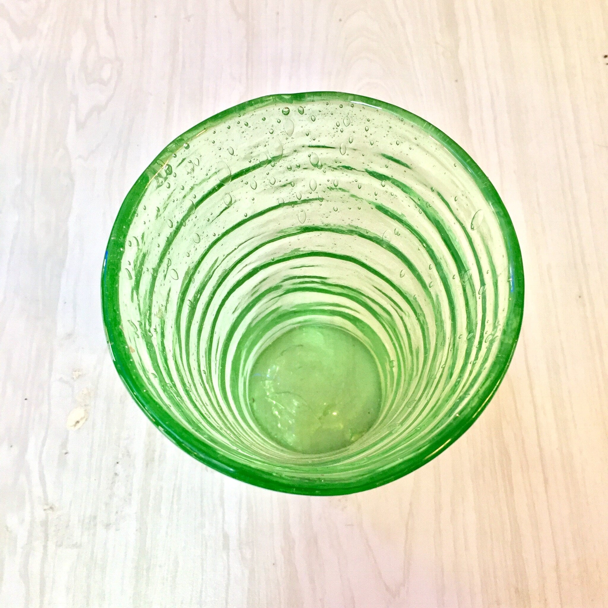 Vintage Vaseline Glass Large Cup | Rippled Texture Depression Glass | Hand Blown Vaseline Glass | Pontil | Ripple Texture | Collectible |