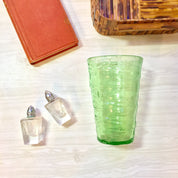 Vintage Vaseline Glass Large Cup | Rippled Texture Depression Glass | Hand Blown Vaseline Glass | Pontil | Ripple Texture | Collectible |