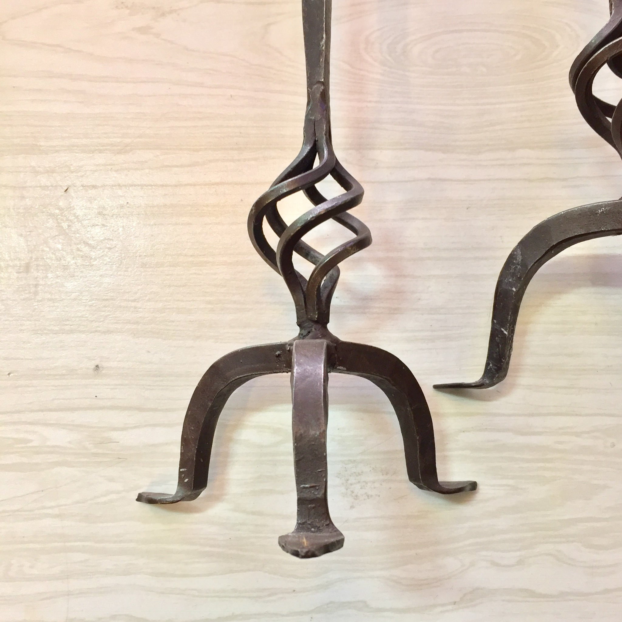 Pair of Tall Handmade Wrought Iron Candle Holders | Candlesticks | Wrought Iron | Ornate Candlesticks | Vintage Home Decor | Rustic | Iron