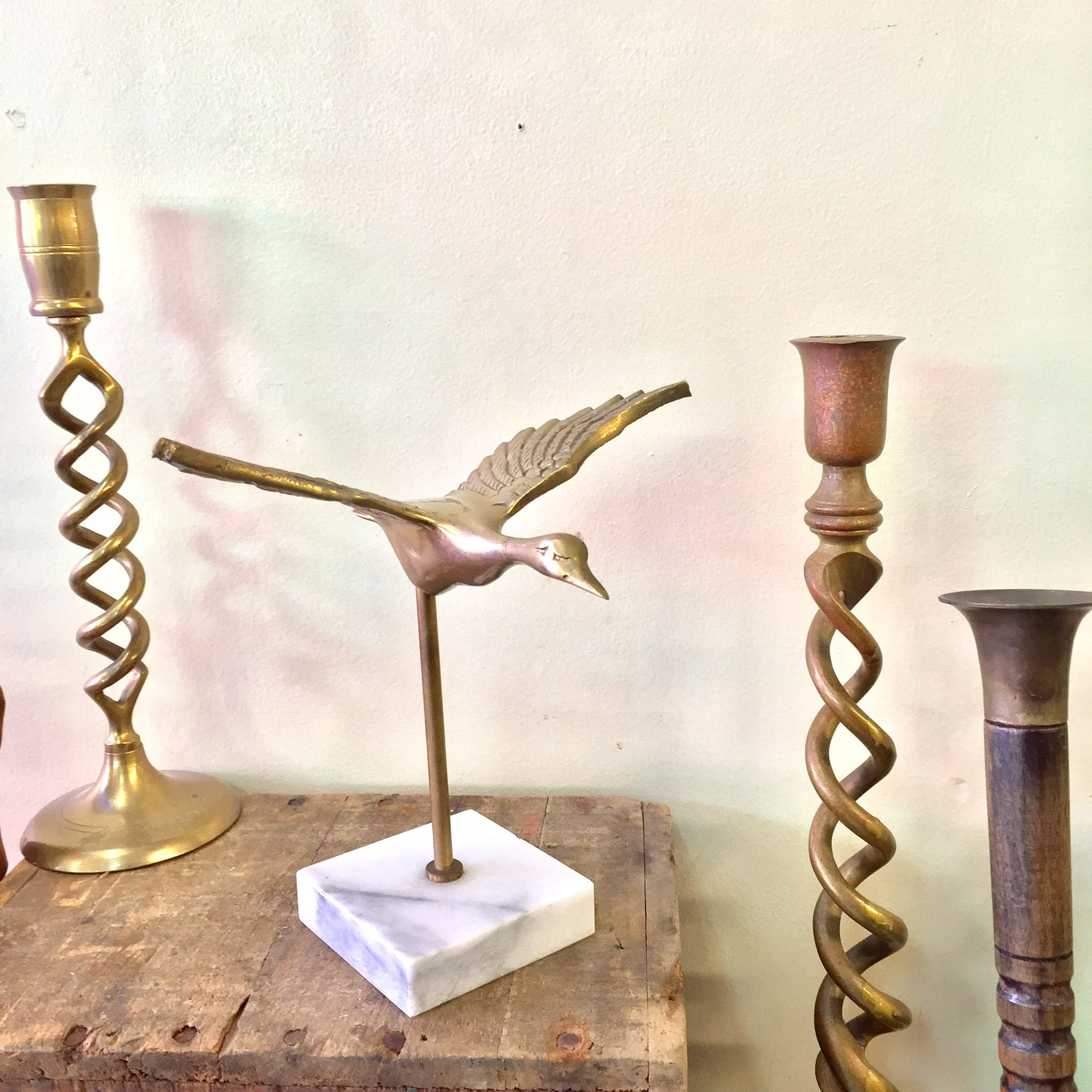 Vintage Brass Bird Paperweight | Marble Base | Brass Decor | Bird | Marble | Paperweight | Desk | Office | Bird In Flight | Gift Idea