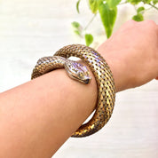 Vintage Mesh Snake Bracelet | Gold Tone Snake Wrap Bracelet | Costume Jewelry | 1970's Jewelry | Wrap Around Snake Bracelet | Boho Jewelry