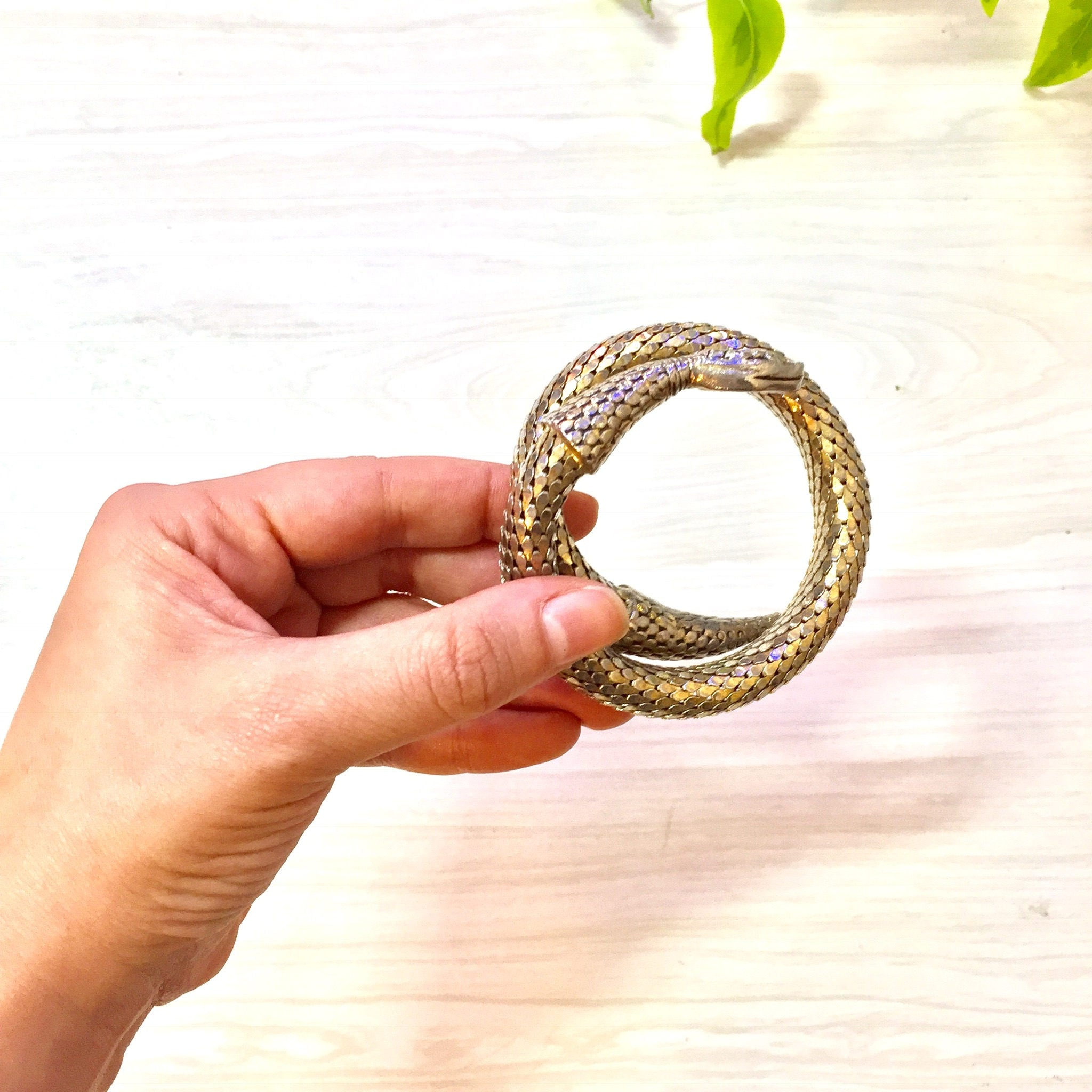 Vintage Mesh Snake Bracelet | Gold Tone Snake Wrap Bracelet | Costume Jewelry | 1970's Jewelry | Wrap Around Snake Bracelet | Boho Jewelry
