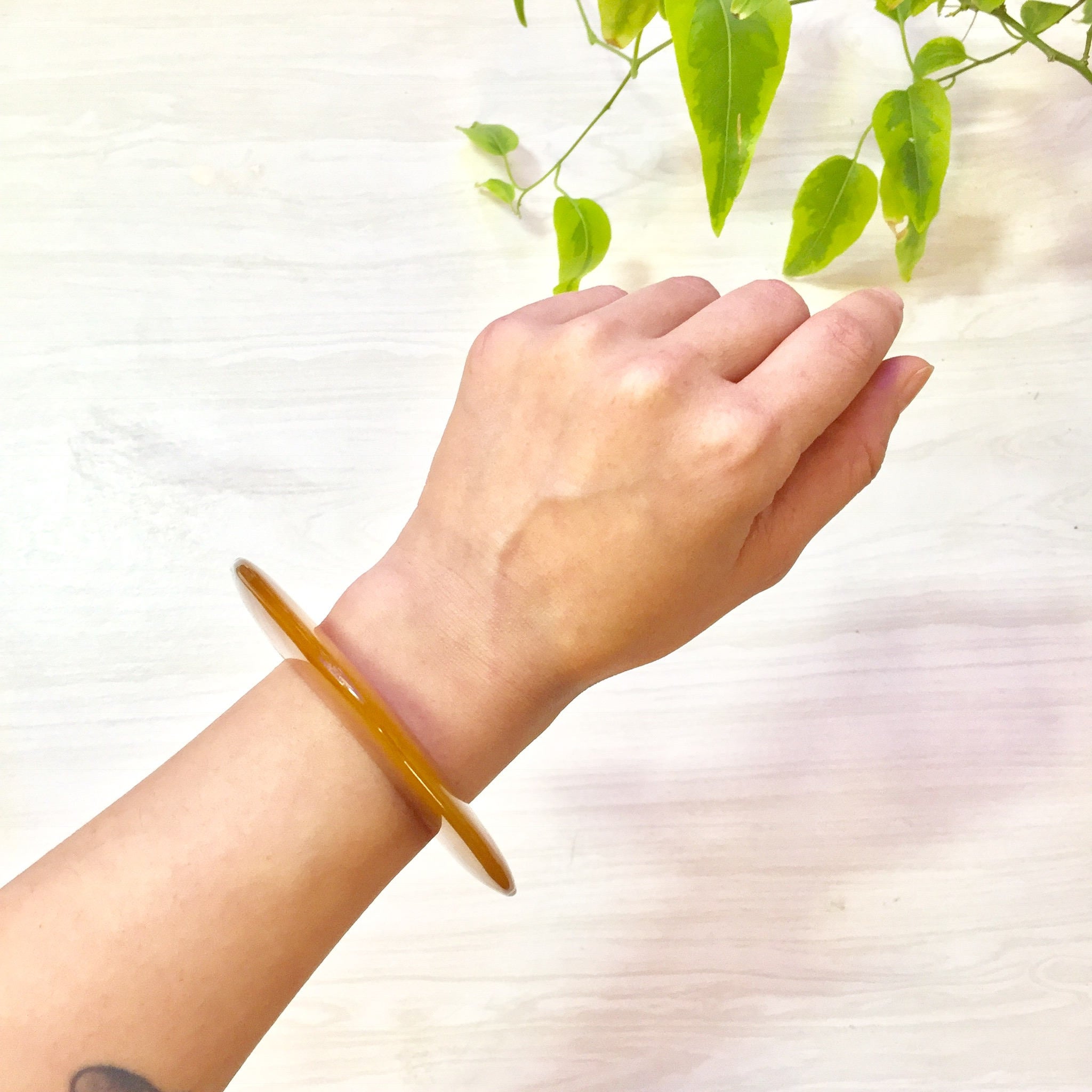 Orange Bakelite Bangle Bracelet | Orange with Brown Swirl Bakelite | Flat Bakelite Bracelet | Bangle | Vintage Bakelite | Jewelry | Gift