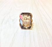 14 Karat Yellow Gold Smoky Quartz Ring | Emerald Cut Smoky Quartz | Statement Jewelry | Cocktail Ring | Yellow Gold | 14K | Size 7 US | Gift