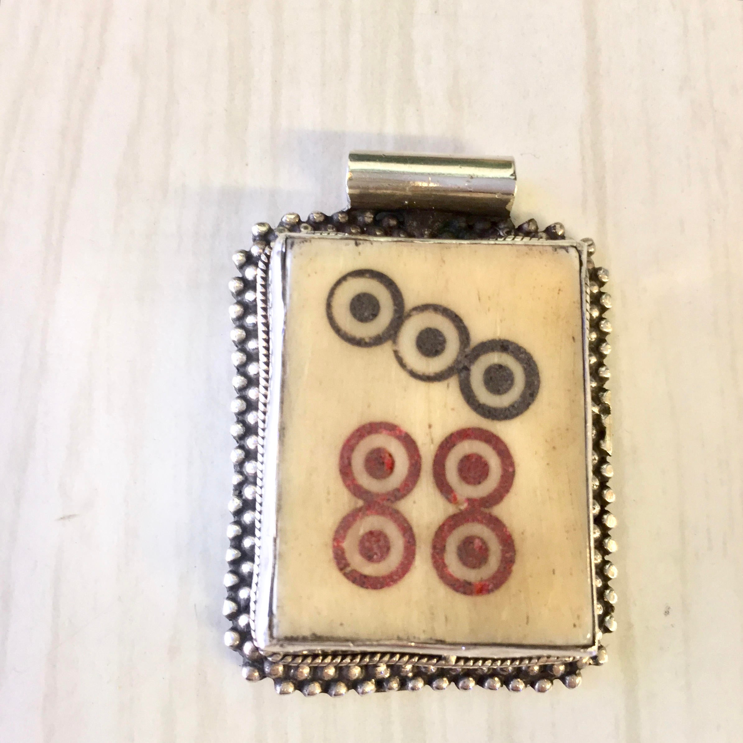 Vintage Mahjong Tile Pendant | Sterling Silver and Mahjong Tile Pendant | Vintage Pendant | Mah Jongg Tile Jewelry | Vintage Sterling Silver