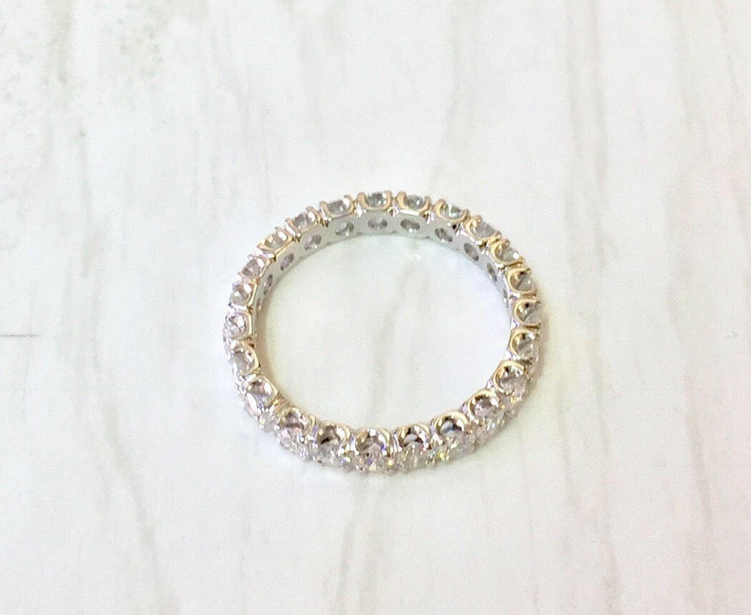 14 Karat White Gold and Diamond Wedding Band | Diamond Ring | Engagement Ring | Vintage Jewelry | Eternity Wedding Band | diamond stacker