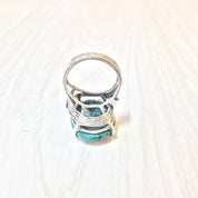 Vintage Sterling Ring | Chrysocolla Ring | Vintage Jewelry | Sterling Silver Ring | Blue | Green | Black | Natural Stone | Valentines Day