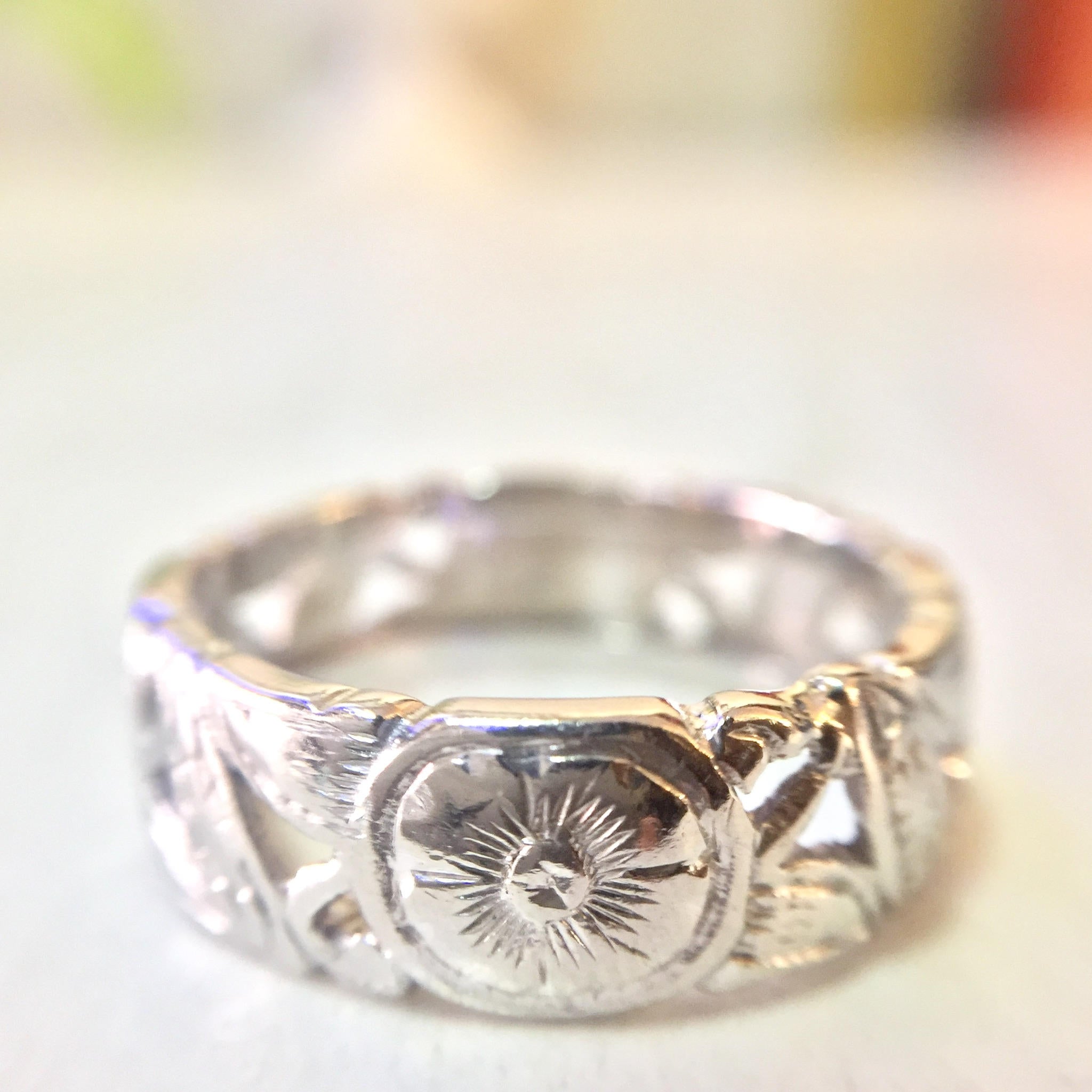 Platinum Floral Wedding Band | Platinum Wedding Ring | Floral Filagree | Anniversary Gift | Vintage Engagement | Engraved Platinum Ring |