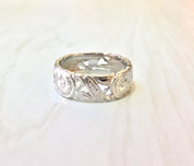 Platinum Floral Wedding Band | Platinum Wedding Ring | Floral Filagree | Anniversary Gift | Vintage Engagement | Engraved Platinum Ring |