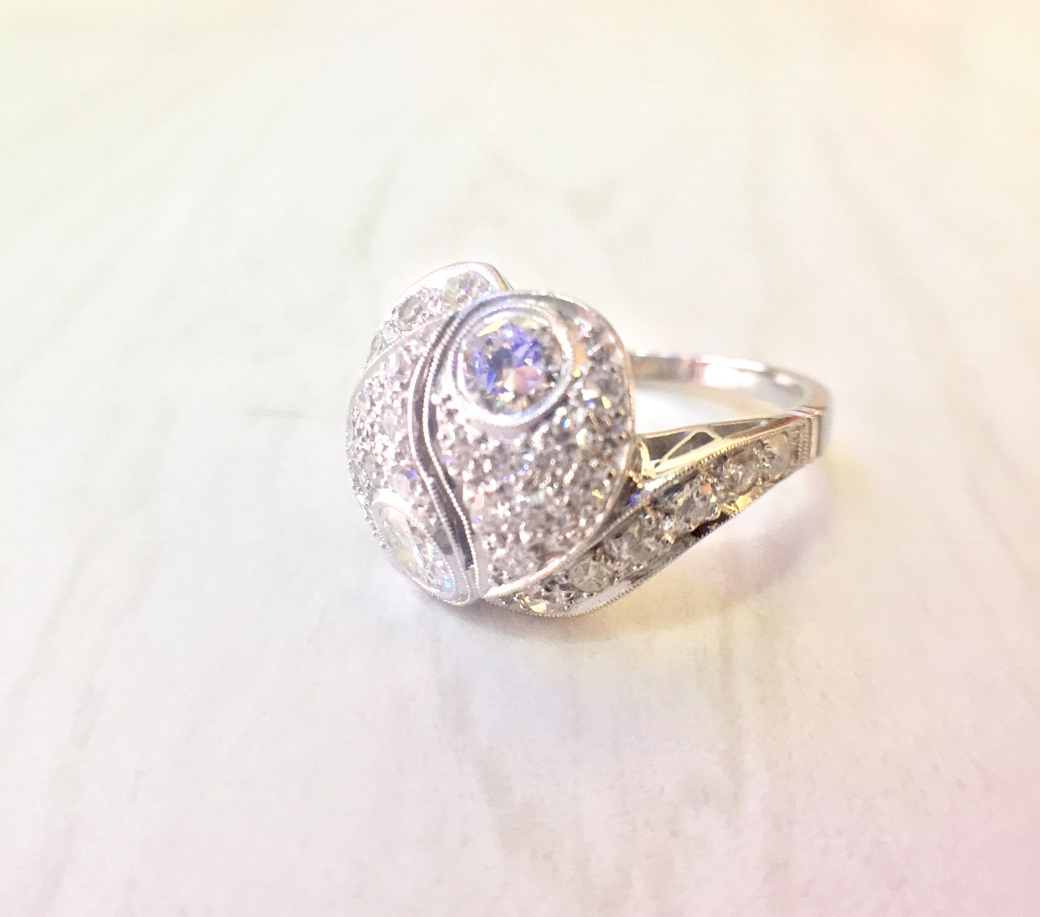 Platinum and Diamond Art Deco Engagement Ring | Vintage Engagement | Diamond Ring | Platinum Jewelry | Art Deco Ring | estate jewelry |Gift