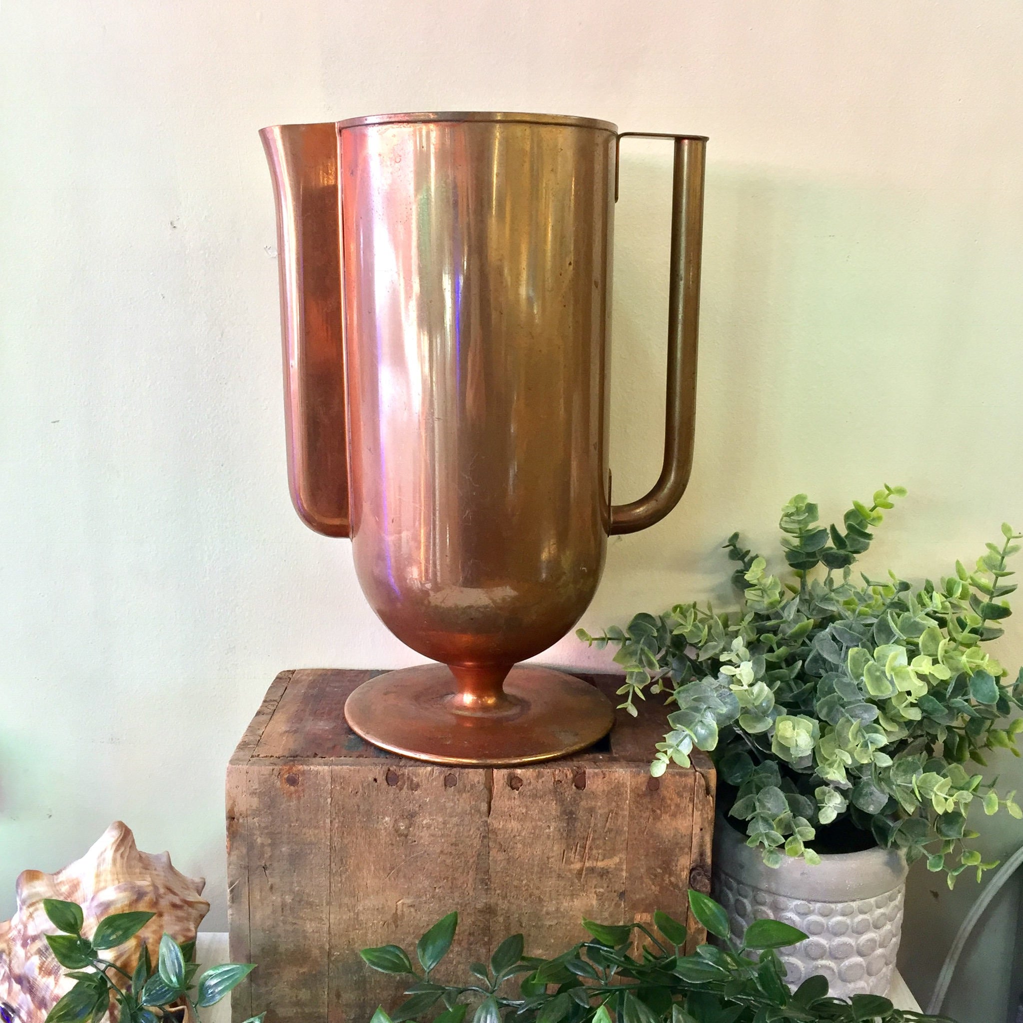 Large Copper Water Pitcher | Vintage Water Pitcher | Copper Home Decor | Vintage Home Decor | Industrial Style | Large Water Vessel | Gift