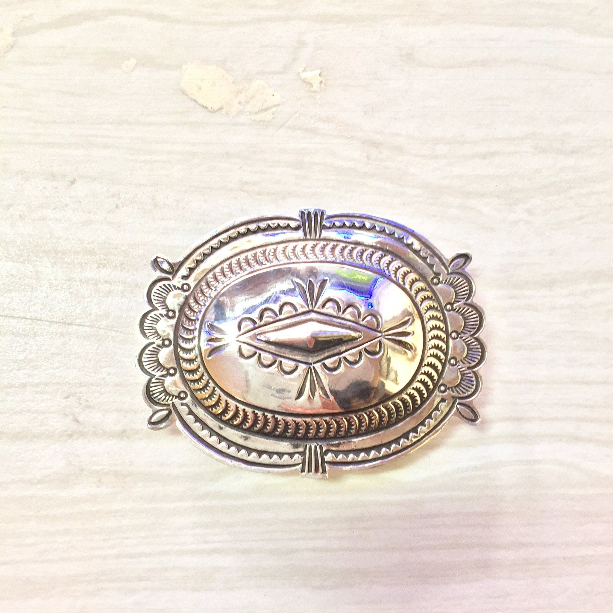 Sterling Silver Concho Belt Buckle | Belt | Southwestern Style Belt Buckle | Vintage Accessories | Vintage Belt Buckle | Western Style
