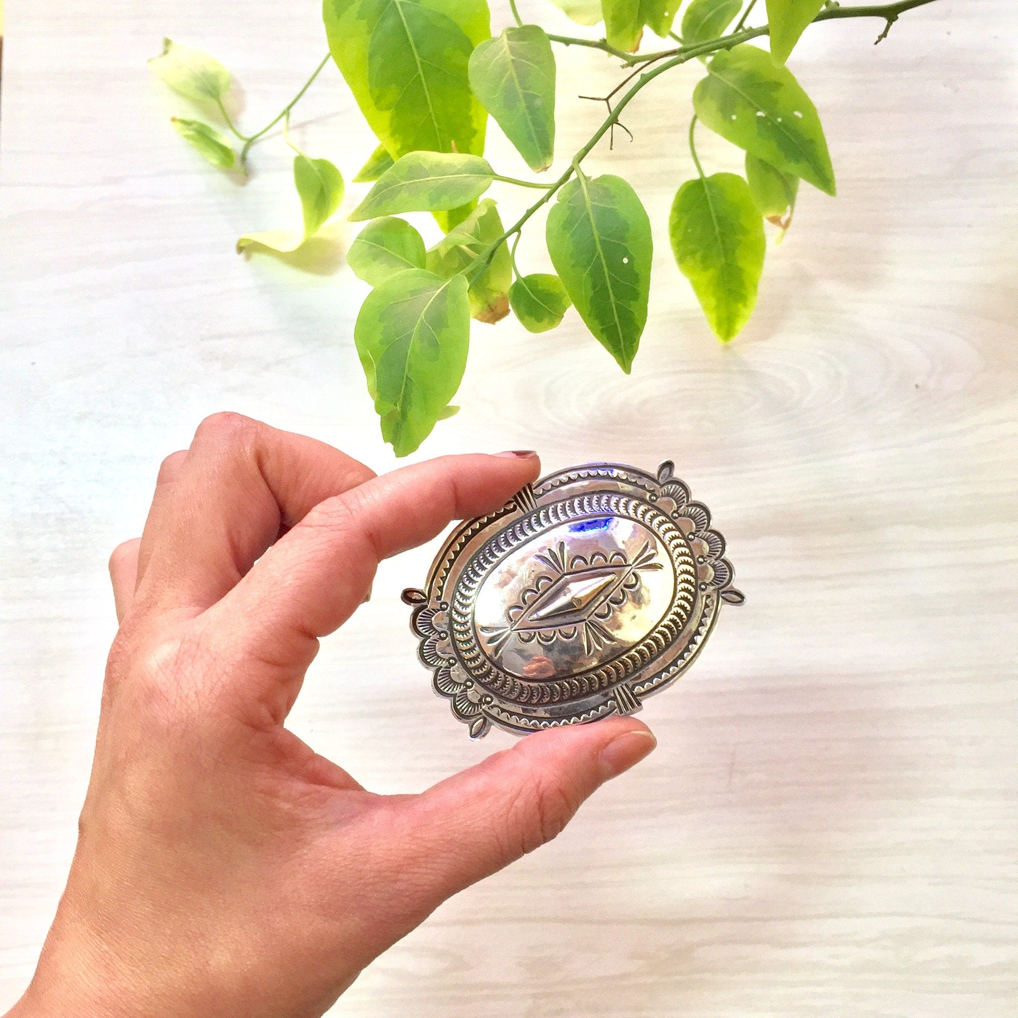Sterling Silver Concho Belt Buckle | Belt | Southwestern Style Belt Buckle | Vintage Accessories | Vintage Belt Buckle | Western Style