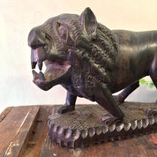 Hand Carved Ebony Wood Lion | Lion Wood Carving | Solid Wood Lion | Mantle Piece | | Bohemian Home Decor | Lion Decor |
