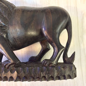 Hand Carved Ebony Wood Lion | Lion Wood Carving | Solid Wood Lion | Mantle Piece | | Bohemian Home Decor | Lion Decor |