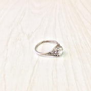 Art Deco Sterling Silver Ring with Cubic Zirconia | Art Deco Jewelry | Sterling Silver Ring | Engagement Ring | Filagree | Cubic Zirconia |