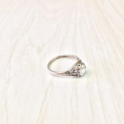 Art Deco Sterling Silver Ring with Cubic Zirconia | Art Deco Jewelry | Sterling Silver Ring | Engagement Ring | Filagree | Cubic Zirconia |