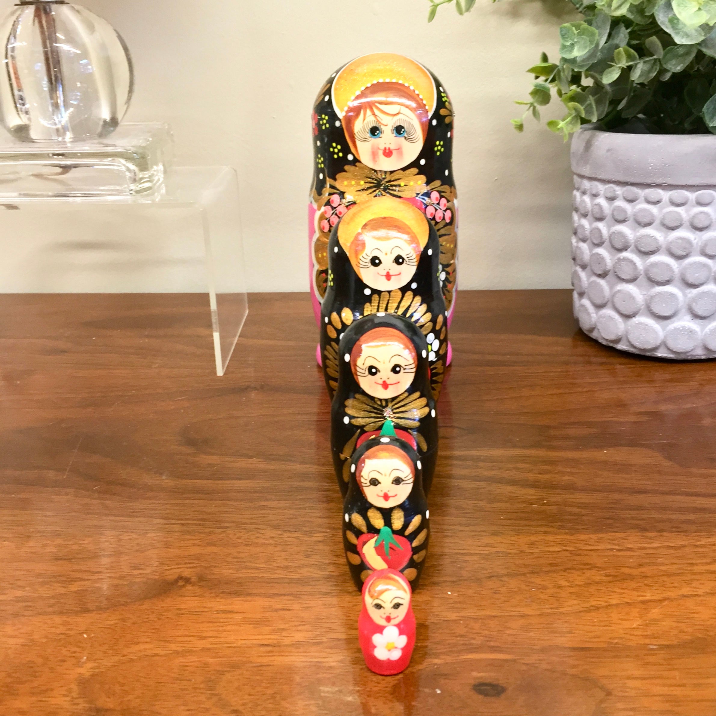 Set of Five Vintage Russian Nesting Dolls | Matryoshka Nesting Dolls | Nesting Dolls | Russian Wooden Stacking Dolls | Holiday Gift Idea