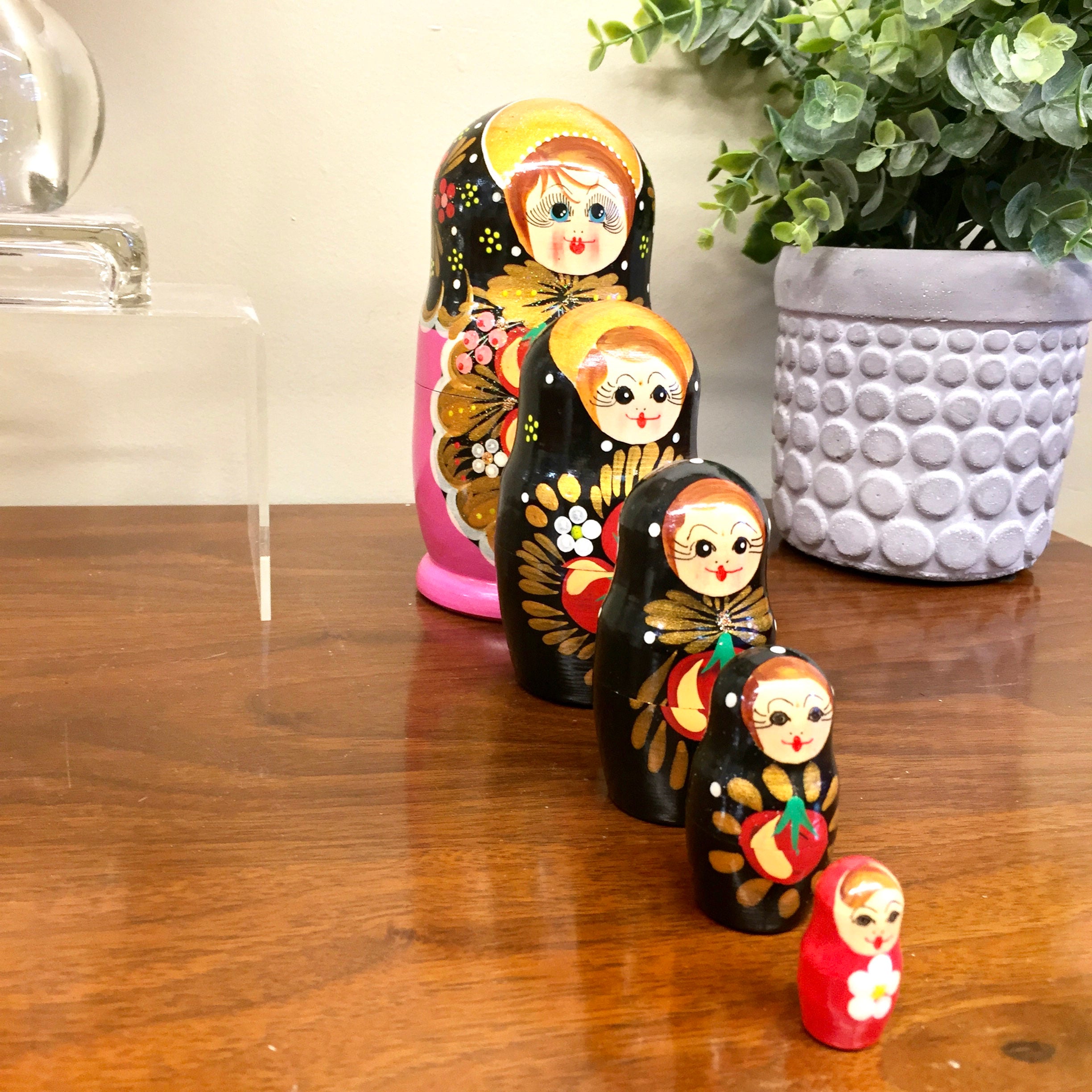 Set of Five Vintage Russian Nesting Dolls | Matryoshka Nesting Dolls | Nesting Dolls | Russian Wooden Stacking Dolls | Holiday Gift Idea