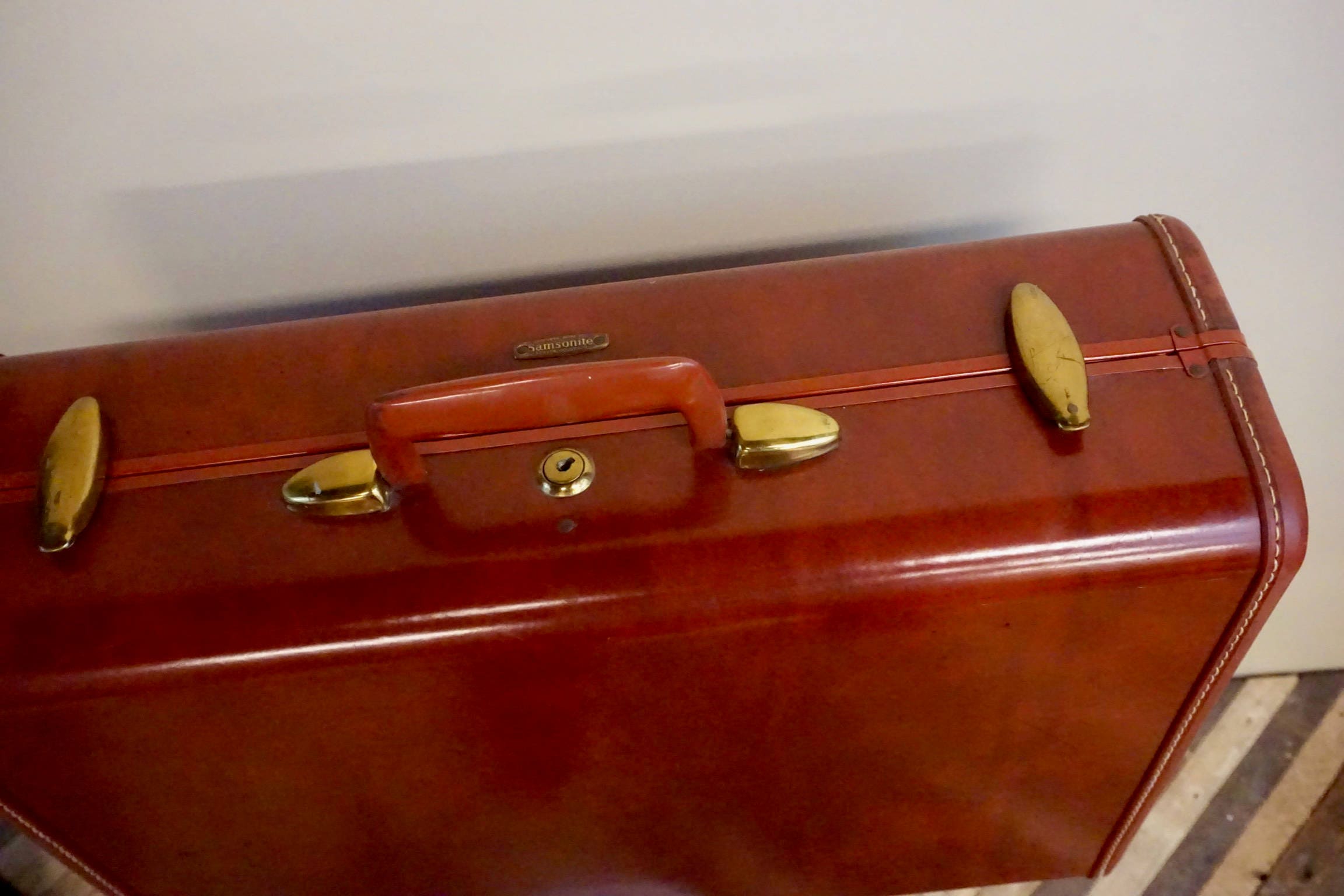Mid Century Schwayder Bro's Maroon Samsonite Suitcase | Vintage Luggage | Brass | Excellent Condition | Photography Prop | Retro |