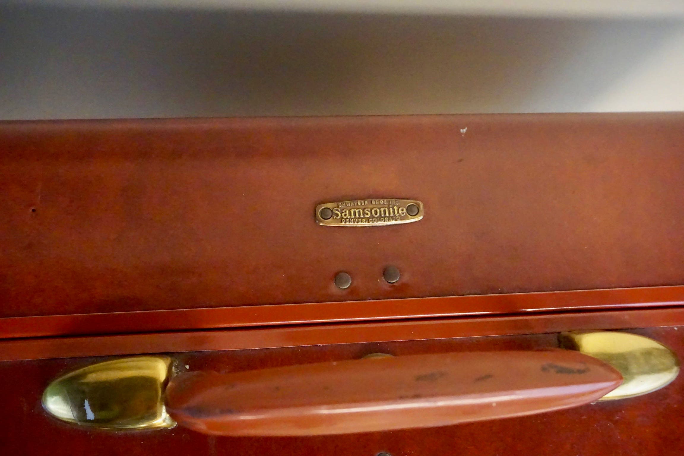 Mid Century Schwayder Bro's Maroon Samsonite Suitcase | Vintage Luggage | Brass | Excellent Condition | Photography Prop | Retro |