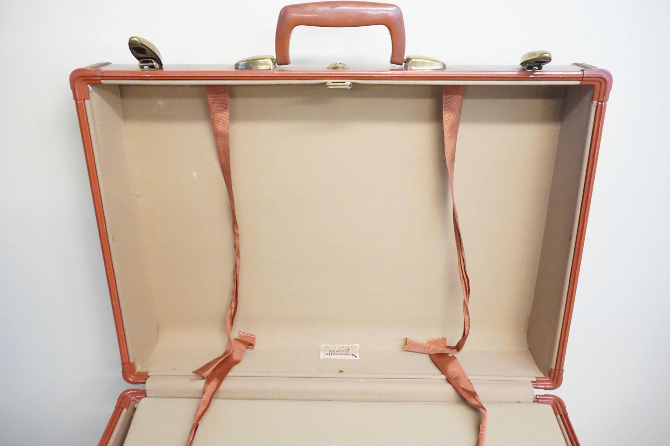 Mid Century Schwayder Bro's Maroon Samsonite Suitcase | Vintage Luggage | Brass | Excellent Condition | Photography Prop | Retro |