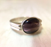 Sterling Silver Purple Tiger's Eye Ring | Oval Cabochon Tiger's Eye | Purple Gemstone | Vintage Jewelry | Gift for her | Holiday Gift Idea