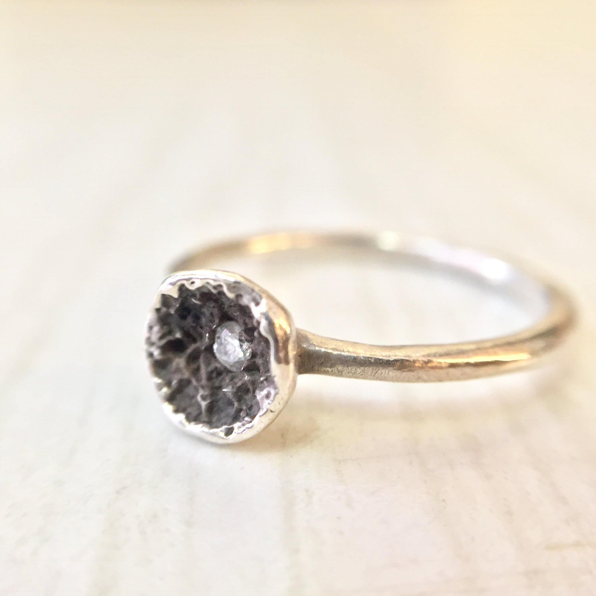 Diamond and Sterling Silver Ring | Vintage Silver Jewelry | Diamond Ring | Engagement Ring | Promise Ring | Gift for Her |Engagement Jewelry