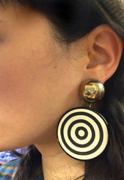 Vintage 1970's Clip On Earrings | Bullseye Earrings | Bullseye Design | Vintage Fashion | Black and White Earrings | Holiday Gift Idea