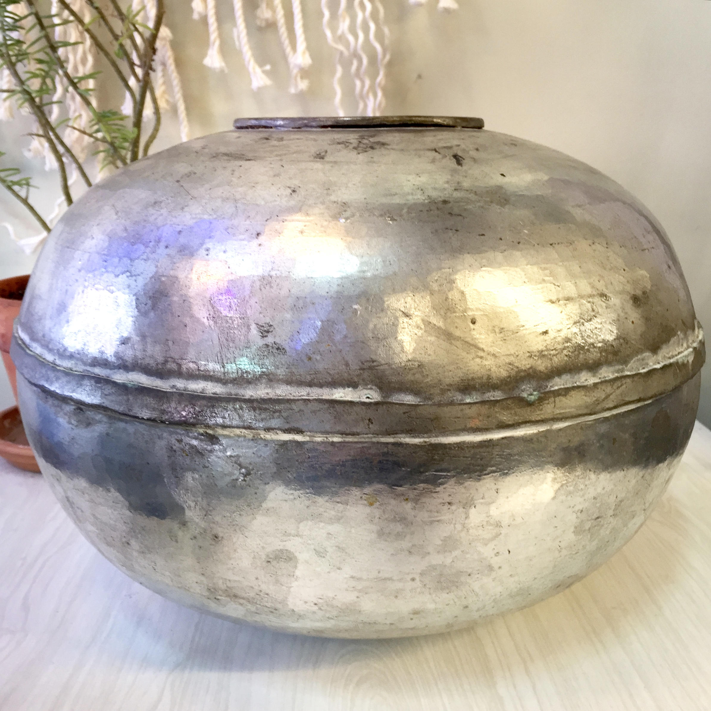 Hand Hammered Metal Planter | Metal Pot | Vintage Home Decor | Large Planter | Bohemian Home | Boho Decor | Home Decor | Holiday Gift Idea
