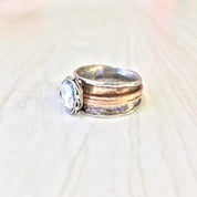 Vintage Sterling Silver Spinner Ring | Meditation Ring | Copper Detail | Hammered Sterling Silver Ring | Natural Stone Jewelry |Spinner Ring