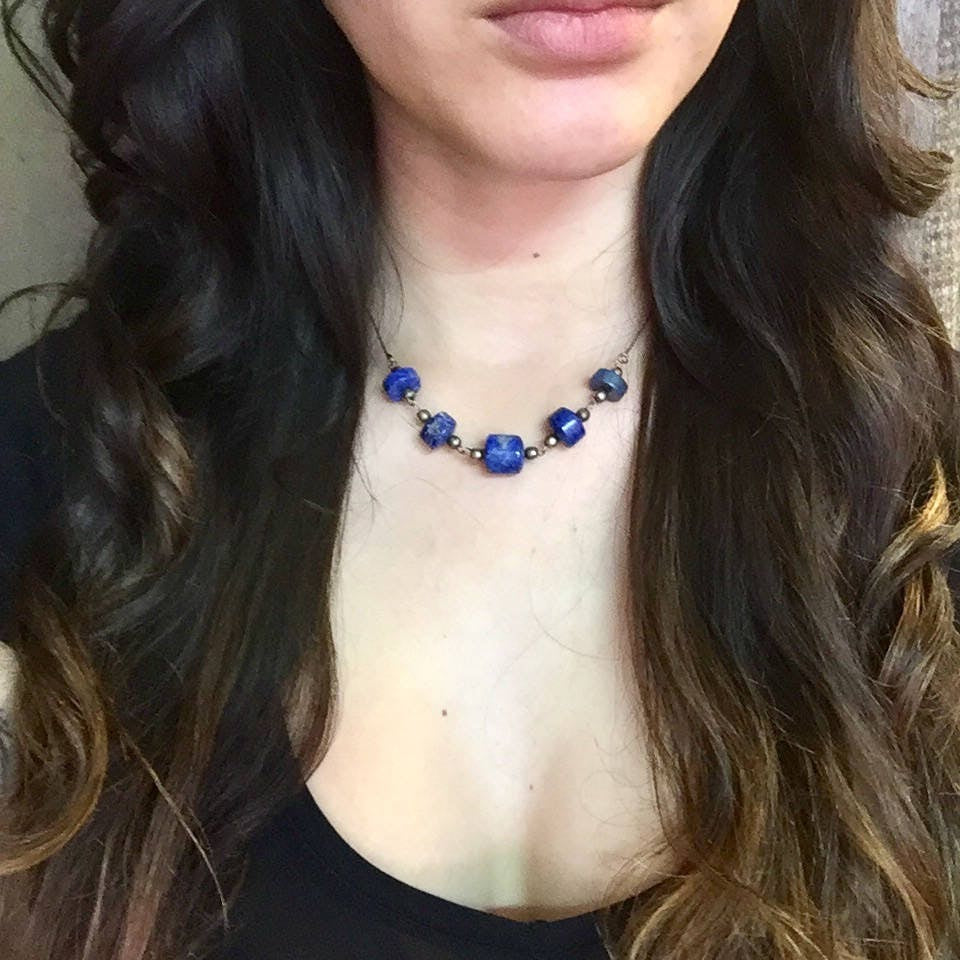Vintage Sterling Silver and Blue Lapis Necklace | Lapis Lazuli | Blue Gemstone Necklace | Lapis Jewelry | Gift For Her | Vintage Jewelry