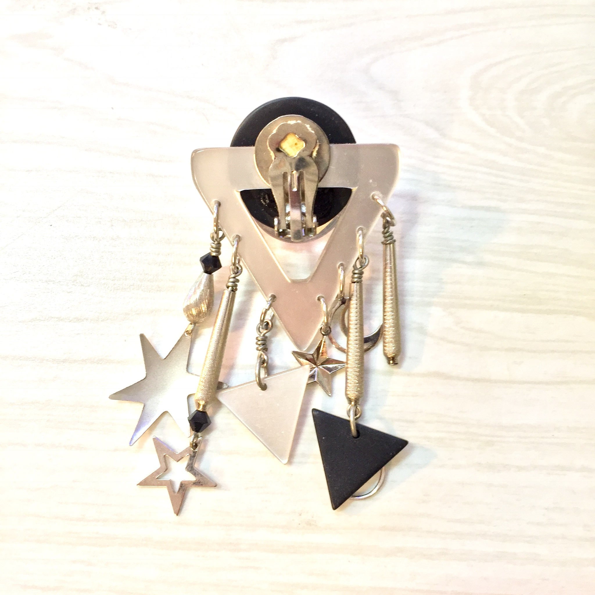Vintage 80's Clip On Earrings | Big and Chunky Earrings | 80's Style | Moon and Stars Jewelry | Costume Jewelry | Statement Earrings |