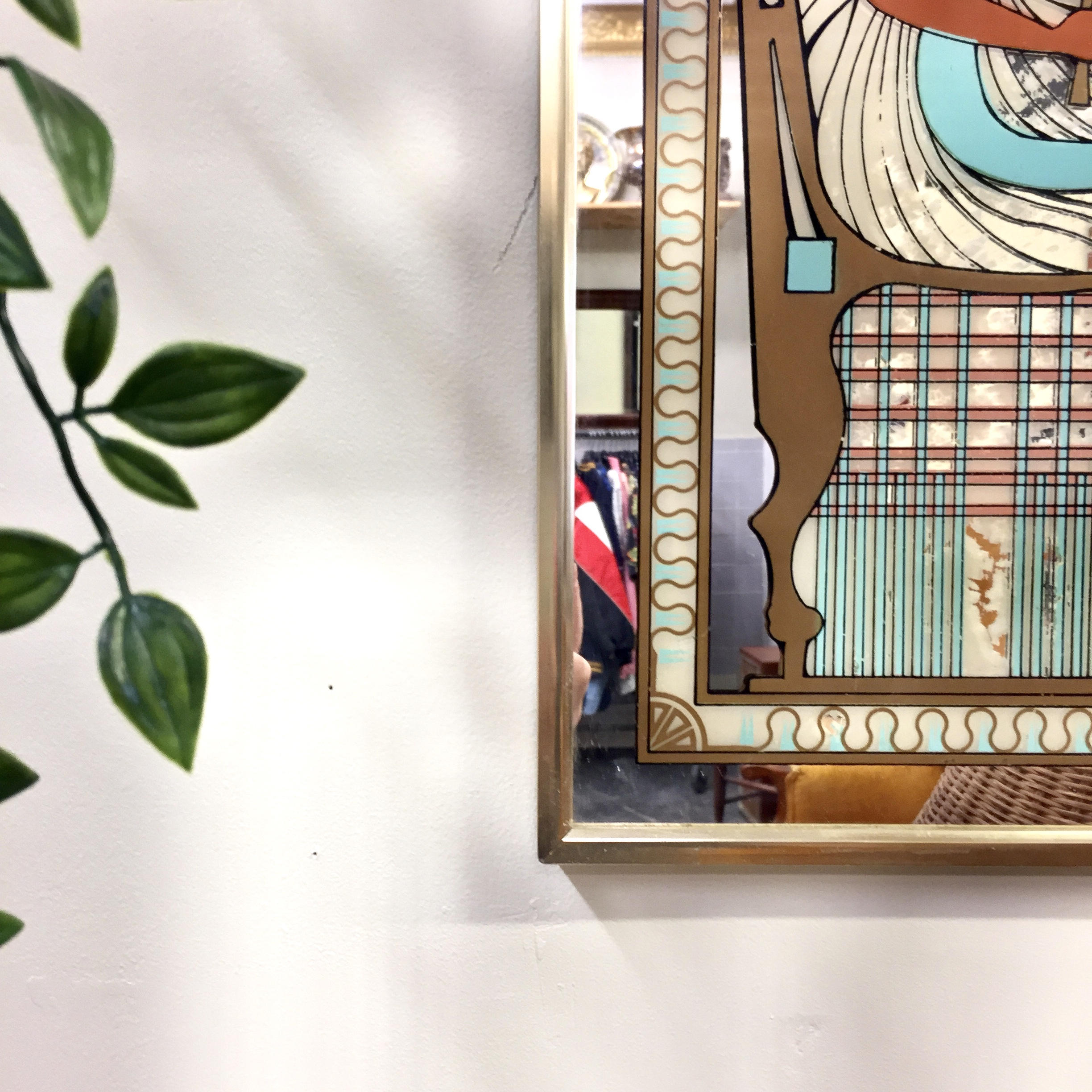 Vintage Mirror with Egyptian Decal | Egyptian Style Mirror | Egyptian Goddess Mirror | Egyptian Home Decor | Vintage Wall Decor | Gift Idea