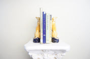Antique bookends | greyhounds | Mantle piece | 1800s | ceramic dog | dog lover gift | vintage | cobalt and white | books | bookends | dogs