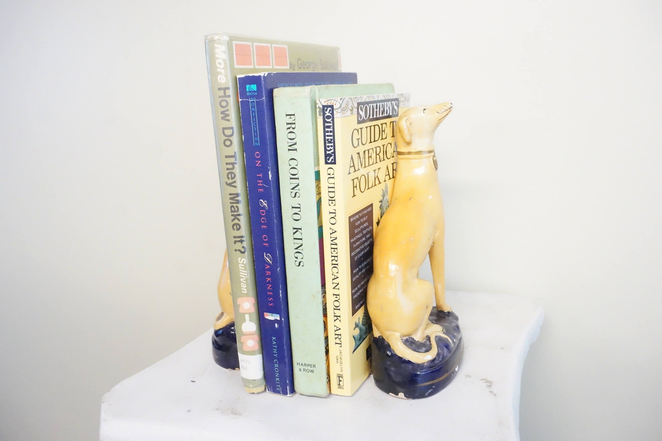 Antique bookends | greyhounds | Mantle piece | 1800s | ceramic dog | dog lover gift | vintage | cobalt and white | books | bookends | dogs